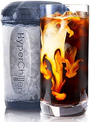 HyperChiller HC2CB Patented Iced Coffee/Beverage Cooler, NEW, IMPROVED,STRONGER AND MORE DURABLE! Ready in One Minute, Reusable for Iced Tea, Wine, Spirits, Alcohol, Juice, 12.5 Oz, Charcoal Black