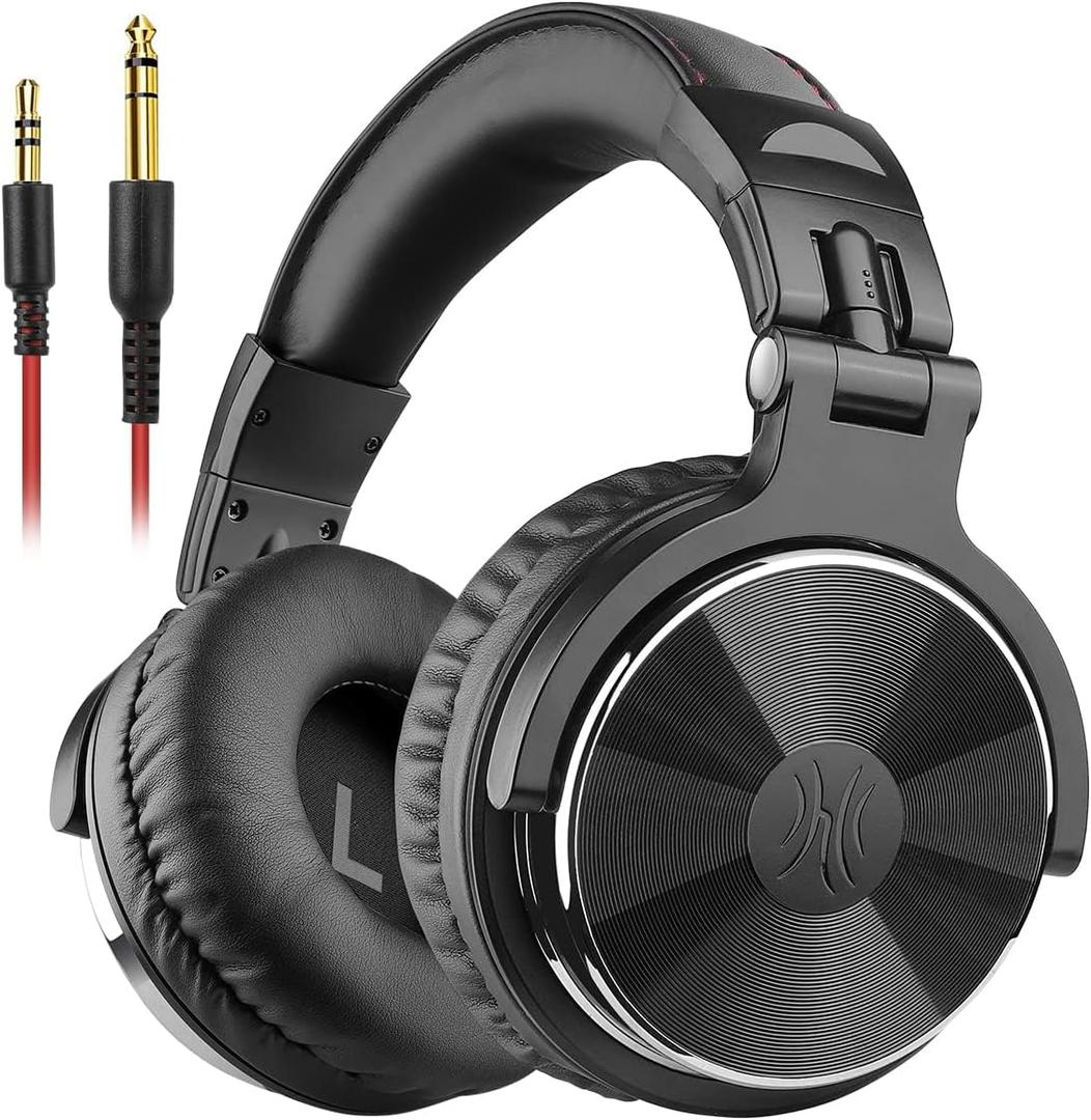 OneOdio Wired Over Ear Headphones Hi-Res Studio Monitor & Mixing DJ Stereo Headsets with 50mm Drivers and 1/4 to 3.5mm Jack for AMP Computer Recording Podcast Keyboard Guitar Laptop - Black