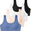 SALIA GIRL Training Bras for Girls 10-16 Sports Seamless Bra with Removable Padding Bras (X-Large, Skin/White/Black/Blue)