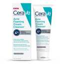 CeraVe Acne Foaming Cream Cleanser, 4% Benzoyl Peroxide Face Wash With Hyaluronic Acid, Niacinamide & Ceramides, Gentle Daily Acne Treatment For Face 5 Oz
