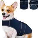 Dog Anxiety Shirt, Calming Vest for Thunderstorm, Travel, Separation, Calming Coat Wrap for Dogs, Pet Stress Relief Anxiety Jacket (Dark Blue, Large)