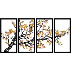 AWISIBI Metal Wall Art - Tree Branch Design, 4 Panels, Living Room Decor, Housewarming Gift, 40"x20"