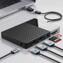 YOTUO 1TB External Hard Drive, USB C Multiport Hub HDD 7-in-1, USB 3.0, SD/TF Card Reader, Docking Station, Multi-Function HDD for Windows, Mac, Android, TV, iPhone 15/16/17, Laptop, Desktop, PC