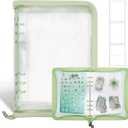 Sticker Storage Organizer Binder A5 Sticker Book Collecting Album Reusable Sticker Collection Book with Pocket Zipper Sticker Holder Keeper Book for Adult Collecting Sticker (green)