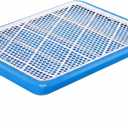 Mifoci 1 Pcs Dog Potty Tray Mesh Puppy Training Pad Holder Floor Protection Portable Pee Pad Pet Toilet Training Tray Litter Box Corner for Medium and Large Dogs (25.6 x 18.9 Inch,Blue)