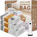 Travel Vacuum Bags for Clothing with Rechargeable Electric Pump - Portable Space Saver Bags for Travel & Home - Vacuum Compression Packing Seal for Clothes, Blankets, Seasonal Storage 12 Combo Set
