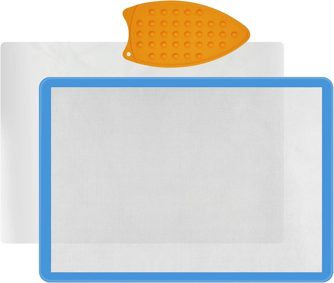 Applique Mat (14" x 18"), Silicone Fusing Mat for Applique and Arts Crafts Creation, Quilter Appli-Fuse Mat, Including Non-Stick Pressing Sheet for Heat Press and Silicone Iron Rest Pad (14"x18")