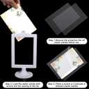 12 Pcs Double Sided Standing Picture Frames, 4x6 Inch Plastic Pedestal Photo Frame with Base, Table Top Display Holder for Wedding Menu Table Number