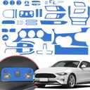 YAMUDA Compatible with 48PCS Decorative Interior Protection Carbon Fiber Sticker for Ford Mustang 2015 2016 2017 2018 2019 2020 2021 (Blue)