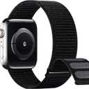 SimpleThings Compatible with Kids Apple Watch Bands, Nylon Hook and Loop for K12 Boy Girl Small Wrist iWatch Series 9 8 7 6 5 4 3 SE SE2 SE3 (Black)