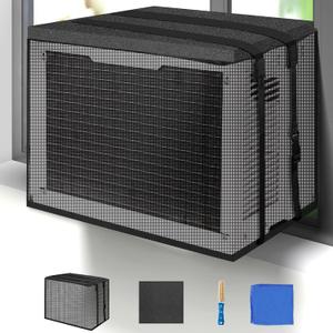 Window Air Conditioner Cover for Outside, Waterproof Window AC Unit Cover & Detachable Drip Cushions Reduce Noise, All Seasons AC Protect Against Leaves, Weeds, and Debris(21.5Wx16Dx15H)