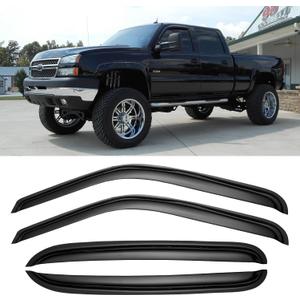 Window Rain Guards for 2001-2007 Chevy Silverado/Sierra,Window Visors Vent Shade Deflector for 2002-2006 Avalanche/Escalade/Suburban, 2001-2006 Yukon XL,for Crew Cab ONLY