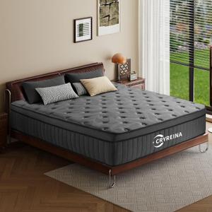CRYREINA Queen Mattress 12 Inch Queen Size Mattress in a Box Upgrade Pocket SpringsMedium Firm, Breathable Comfort Pressure Relief, Motion Isolation CertiPUR-US Certified