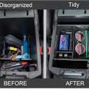 JDMCAR Center Console Organizer Compatible with Toyota 4Runner Accessories 2010-2024 and Kia Telluride (2020-2024), Insert ABS Black Materials Tray, Armrest Box Secondary Storage