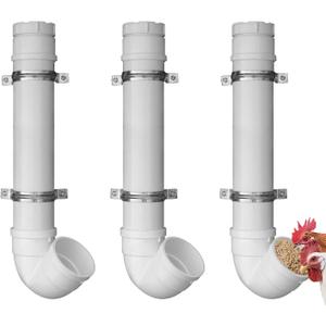 3 Pack PVC Chicken Feeder, 6 lb Capacity Automatic Chicken Feeder No Waste,Easy to Install and Clean for Chicken Poultry Feeder