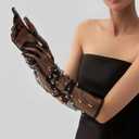Pearl Womens Wedding Gloves Long Tulle Bridal Black Finger 20s Opera Evening Party Sheer Gloves for Brides