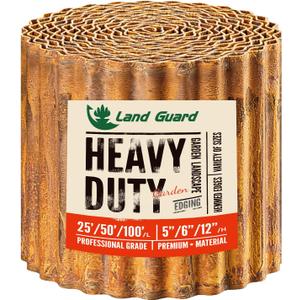 Land Guard Corrugated Garden Edging Border, 6"  50' Landscape Paver Edging, Tall Landscape Edging, Fence for Garden, Flower Bed, Lawn and Landscape Edging (Rusty)