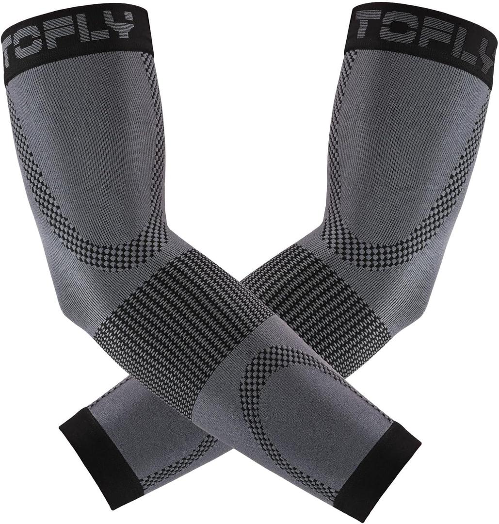 TOFLY Compression Arm Sleeves Elbow Braces for Men & Women (1 Pair), 20-30 mmHg Graduated Compression Arm Braces Support for Tennis Elbow, Tendonitis, Lymphedema, Arthritis, Edema, Workouts, Black 3XL