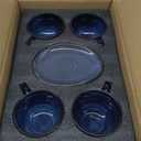 vicrays 6.5 oz Cappuccino Cups with Saucers, Set of 4, Ceramic Coffee Cup for Au Lait, Double shot, Latte, Cafe Mocha, Tea (Starry Blue)