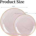 80pcs Clear Pink Disposable Shell Plastic Plates With Gold Rim, 10 inch 40 Dinner Plates and 7 inch 40 Dessert Plates for Party, Wedding, Birthday
