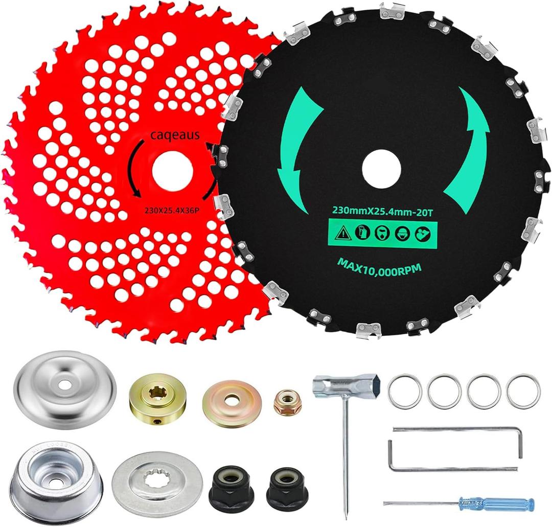 9" x36T Carbide Tipped Weed Eater Blades, 9" x 20T Brush Cutter Blade with Universal Adapter Kit Compatible with Husqvarna, Stihl Brush Cutters, Trimmer, Weed Wrecker