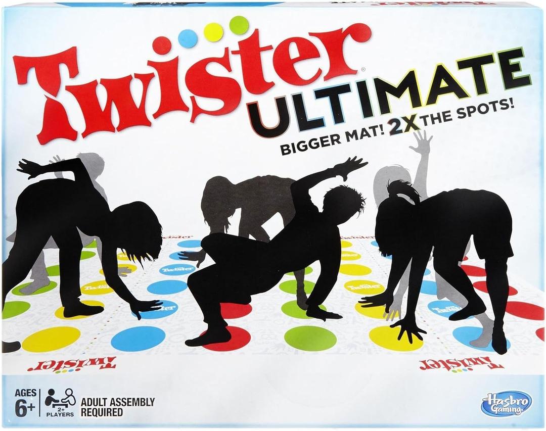 Hasbro Gaming Twister Ultimate: Bigger Mat, More Colored Spots, Family, Kids Party Game Age 6+; Compatible with Alexa