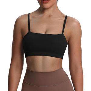 Aoxjox Women's Workout Bandeau Bras Training Fitness Running Yoga Crop Tank (Black, S)