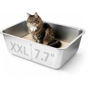 Stainless Steel Cat Litter Box, 23.6"x15.8"x8"