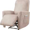 FUANGUI Recliner Chair Covers 4-Pieces Faux Leather Looking Small Recliner Cover for Recliner Chair, Non Slip Covers Washable Lazy Boy Slipcovers/Furniture Protector for Kids, Dog, Living Room,22