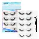 Reusable Self Adhesive Eyelashes No Glue or Eyeliner Needed, Easy To Apply, Stable/Non-slip False Lashes, Natural Look (5 Pairs)