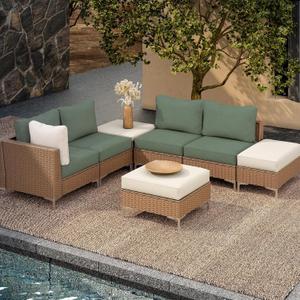 4Pcs Outdoor Cushion Covers, Patio Cushion Covers,Stretch Elastic Slipcovers, Replacement Washable & Reusable Furniture Protector for Patio Couch (Matcha Gren,Cover Only)