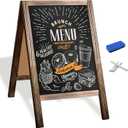 Ilyapa Wooden A-Frame Sign with Eraser & Chalk - 21 x 30 Inches Magnetic Sidewalk Chalkboard – Stained Wood Menu for Restaurant, Business or Wedding