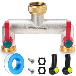Brass Garden Hose SplitterOutdoor Frostproof Faucet Splitter2 WayHeavyRustproof Faucet Manifold