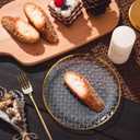 100 PCS Clear Plastic Plates with Gold Rim, Disposable Dessert Plate, 7" Salad Plate, Heavy Duty Weave Pattern Plates for Party, Wedding