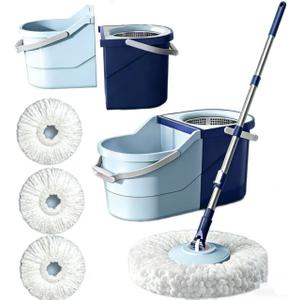 360° Spin Mop & Bucket System with 4 Microfiber Mop Pads | Detachable 2-in-1 Bucket, Efficient Floor Cleaning, For All Hard Floors