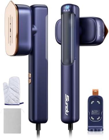 Steamer for Clothes, Sundu Portable 2-in-1 Steamer & Iron, 15s Heat-up, 100ml Tank, Ironing Gloves, 20 Min Steam, Wrinkle Remover, Garment Steamer for Travel & Home (Purple)