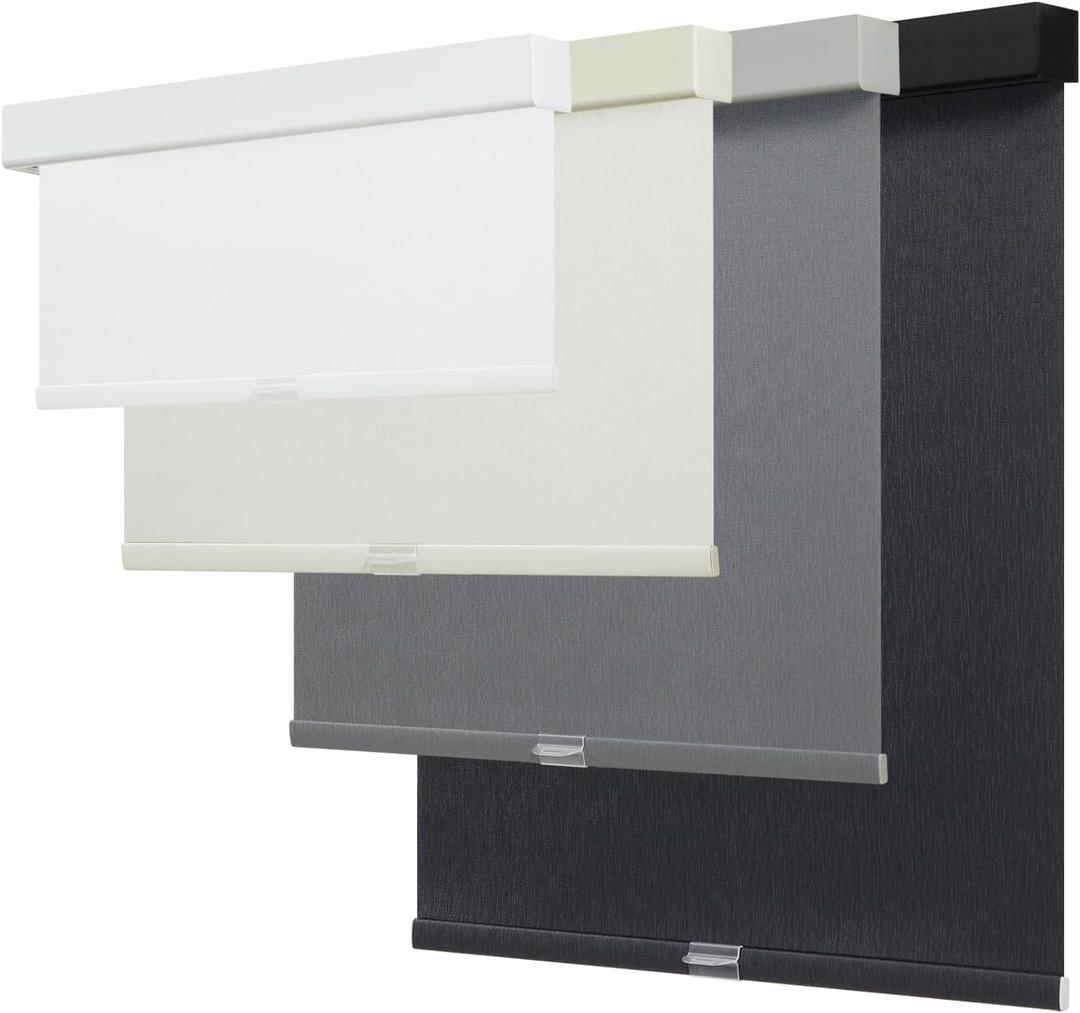 100% Blackout Roller Shades for Windows Cordless Roller Blinds with UV Protection Jacquard Fabric, Room Darkening Thermal Insulated for Home, Easy to Install, 31" W x 48" H, Grey 