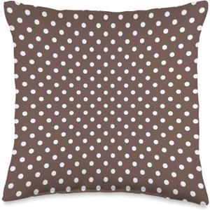 1 Pc Classic Coffee Brown Polkadots Pattern, Boho Polka Dot Throw Pillow 16"L x 16"W