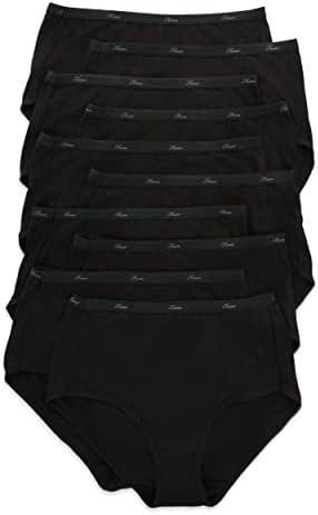 Hanes Women's Cotton Brief Value Pack, Assorted Brief Underwear (Pack of 10, All Black)