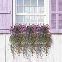 Artificial Hanging Flowers for Outdoors, 2 Pcs Fake Hanging Plant Spring Summer Decor, UV Resistant No Fade Realistic Faux Flower for Front Door Porch Planter Patio Garden Yard(Double Purple)