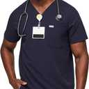 FIGS Leon Scrub Top for Men  3 Pockets, Tailored Fit, Modern V-Neck, 4-Way Stretch, Moisture-Wicking (Medium)