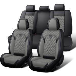Car Seat Covers Full Set for Honda CR-V 2000-2026, Waterproof Nappa Leather Car Seat Cover, Full Coverage Car Seat Covers Sets(5 Seats/Black Gray)