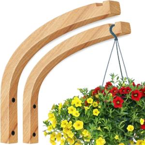 Plant Hanger, Plant Hooks for Hanging Baskets 2 Pcs, Wooden Hanging Baskets, 8.7 Inches, Perfect for Flower Pots, Lanterns, Wind Chimes, Lamp Decorations, and Garden Ornaments
