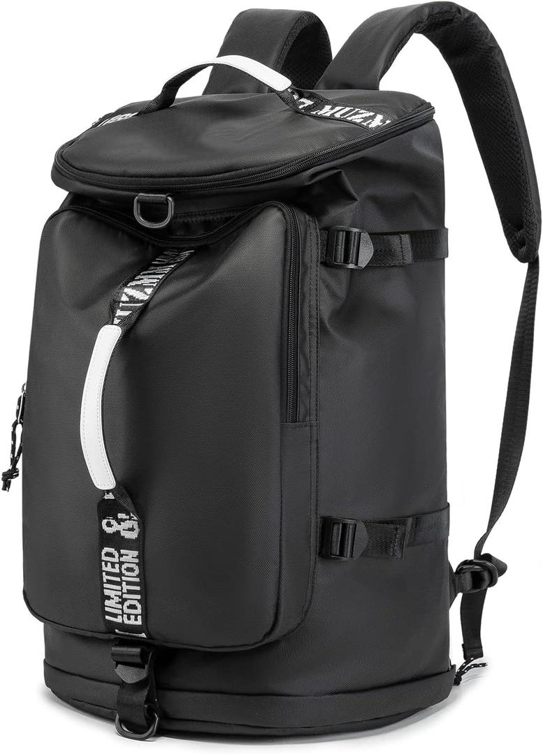 Gym Duffle Bag Waterproof black Laptop Backpack Suitable for Hiking, Fishing, Travel 40L Large Capacity Trendy Cool Lightweight Backpack for Men and Women (Black)