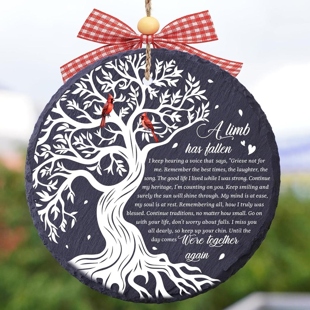 2 x 4" Memorial Christmas Ornament 2025, A Limb Has Fallen Stone Keepsake, Cardinal Gifts for Women, Sympathy Cards, Bereavement Gifts Loss Grandpa Grandma Mom Dad, Decorative Hanging Ornaments HOT8