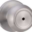 Amazon Basics Bedroom/Bathroom Door Knob With Lock, Coastal, 1-3/8 to 1-3/4, Satin Nickel