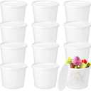 12 Pcs 1 Gallon Ice Cream Buckets with Lids 135 oz Round Plastic Food Storage Containers Cocktail Rum Bucket for Drinks Freezer Safe Ice Cream Tubs for Deli Soup Meal Flour(Light Color)