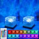 2 Packs Corded Lava Lamp with 2 Charger Adapters,Ocean Lamp Ocean Wave Projector Light Northern Lights Aurora Cube with 16 Colors and Dynamic Ripple Effect for Living Room Bedroom Decor - 5.1"