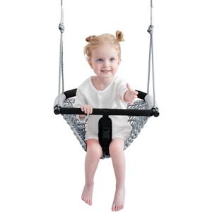 2 -in- 1 Toddler Swing. Swing Seat for Kids with Adjustable Ropes, for Kids Heavy Duty Rope Play Secure Children Swings Set, for Outdoor Indoor, (Gray)