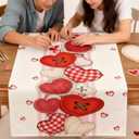 2 x Valentine's Day Table Runner with Heart-Shaped Buttons - 13x72 Inch Romantic Valentine Decorations for Dining Table, Home & Party, Indoor Valentine's Day Table Decoration